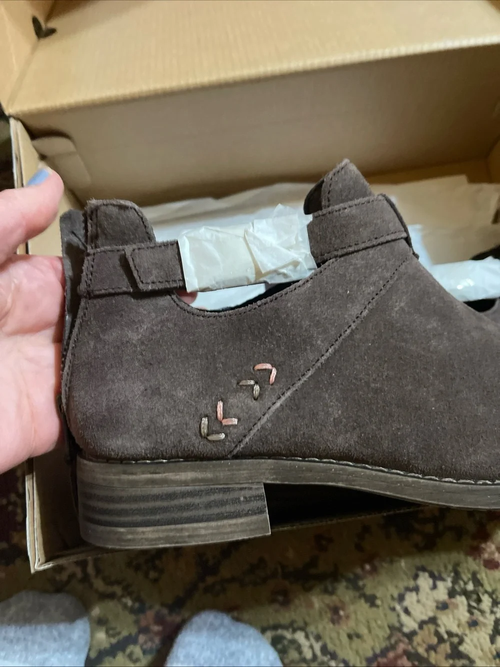 Women's Sepia Suede Low Heel Ankle Booties 8.5 New
